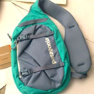 NWT Patagonia Atom Sling Bag Turquoise Gray 8L Brand New with Tags